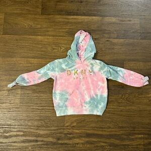 DKNY Kids Tie-Dye Hoodie - Pink and Green